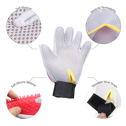 Soft Pet Grooming Gloves Hair Remover Deshedding for Cats, Dogs, Rabbits and Horses